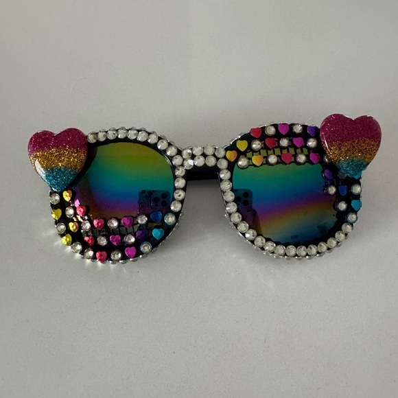 Handmade Accessories - Handmade Women’s Colorful Heart Embellished Sunglasses